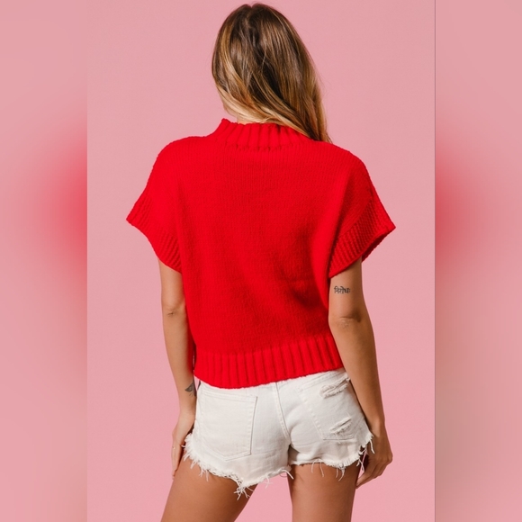 BiBi Rib Banded Heart Pattern Valentines Sweater - Picture 12 of 14